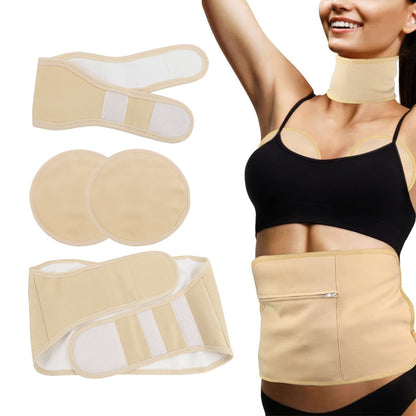 4 Pcs Set Reusable Castor Oil Wrap Kit for Waist Neck Breast Nude