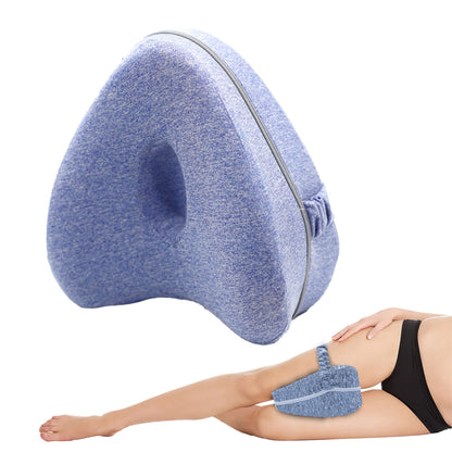 Leg Knee Pillow Memory Foam Knee Support Cushion with Washable Cover for Side Sleeper-Blue