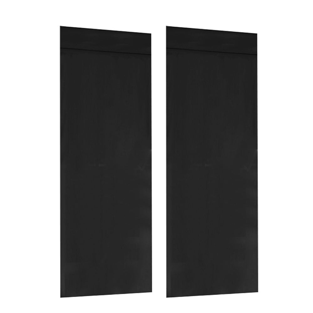 2 Panels Door Curtains Self-Adhesive Blackout Window Door Curtain Privacy Thermal Insulated Curtain Black