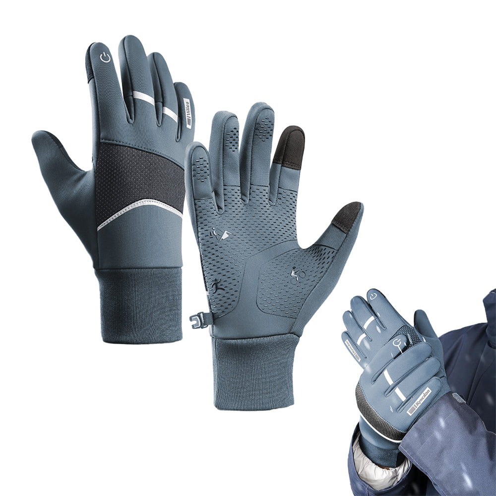 Unisex Touch Screen Gloves Winter Warm Riding Gloves Running Mittens Grey