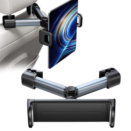 360-Degree Rotating Tablet Phone Holder for Car Backseat Adjustable iPad Holder Mount Grey