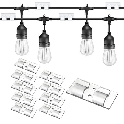 10Pcs Self-Adhesive Hooks for String Lights Clips Indoor Outdoor Cable Clips Holders Cord Organizer
