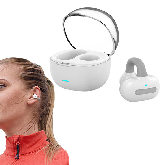 MG8 Wireless Bluetooth 5.2 Single Earphone Ear-clip Headphones TWS Sports Earbuds with Charging Case White