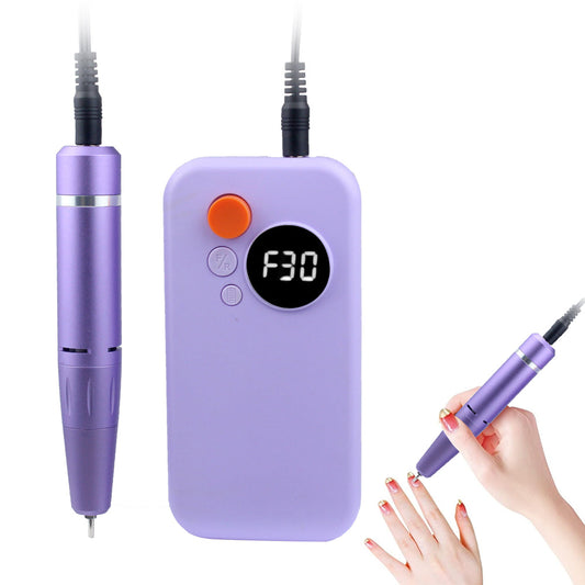 Electric Nail Drill Set Portable Wireless Nail File Machine Kit Manicure Pedicure Tool Purple