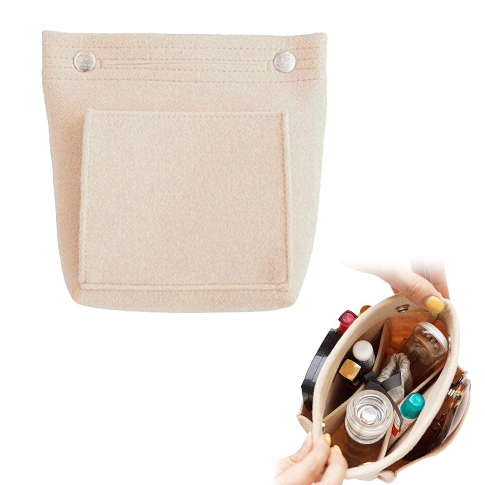 Women Organizer Bag Purse Insert Bag Felt Multi Pocket Travel Insert Organizer Handbag -Beige