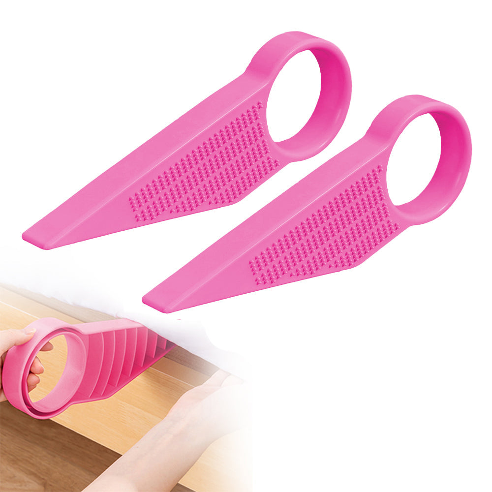 2Pcs Ergonomic Mattress Lifter Wedge Elevator Bed Making Lifting Handy Tool Pink
