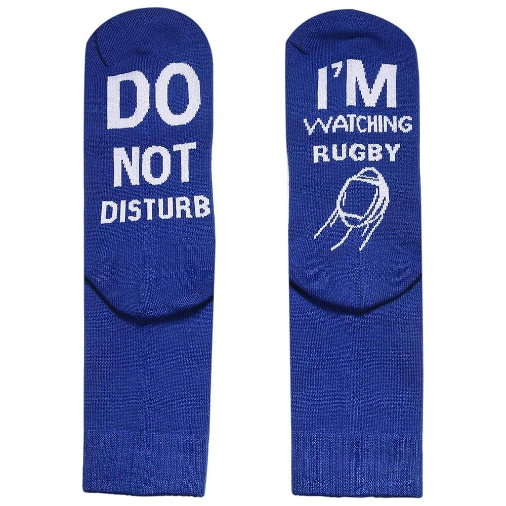 Pair of I'M WATCHING Unisex RUGBY Rugby Socks for Football Lover Blue
