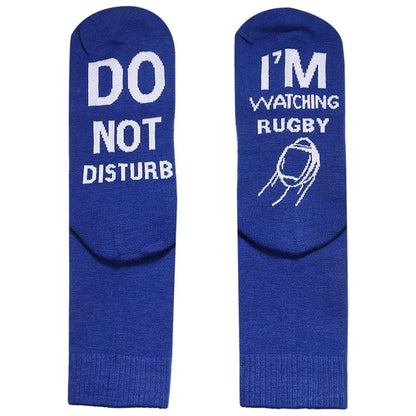 Pair of I'M WATCHING Unisex RUGBY Rugby Socks for Football Lover Blue