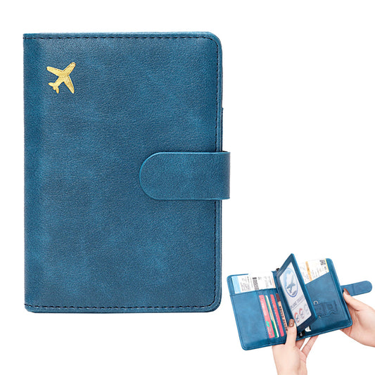 RFID Blocking Card Holder Travel Wallet for Women Men Peacock Blue