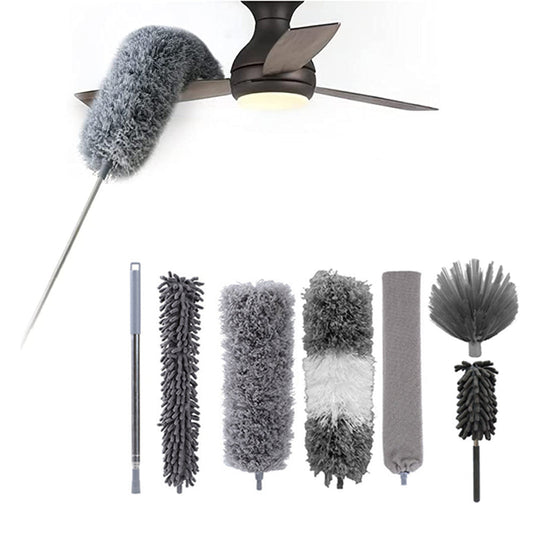 7Pcs Feather Duster Brush Kit for Cleaning Ceiling Fan High Ceiling Furniture Cars