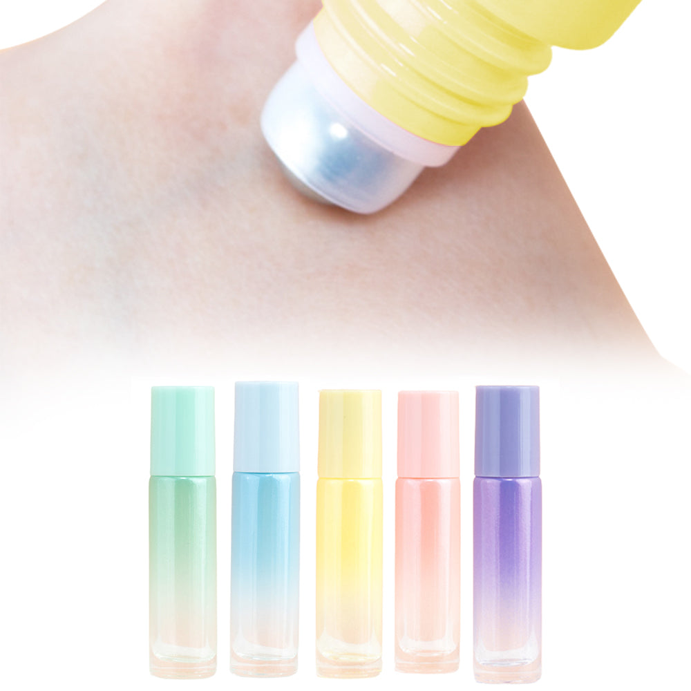 5Pcs 10ml Glass Roller Bottles Roll On Ball Empty Bottles Rollerball Perfume Essential Oil Containers