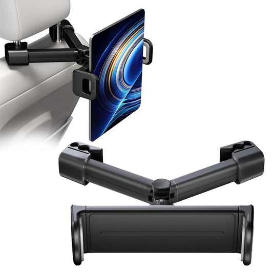 360-Degree Rotating Tablet Phone Holder for Car Backseat Adjustable iPad Holder Mount Black