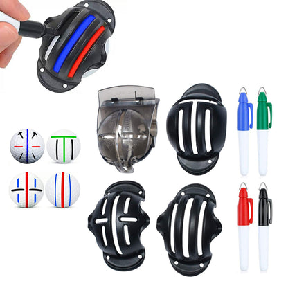 4Pcs Golf Ball Marking Stencils with 4 Colors of Golf Ball Markers Golf Ball Line Marker Tool