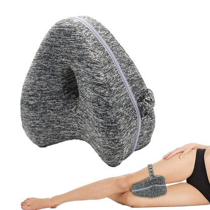 Leg Knee Pillow Memory Foam Knee Support Cushion with Washable Cover for Side Sleeper-Grey