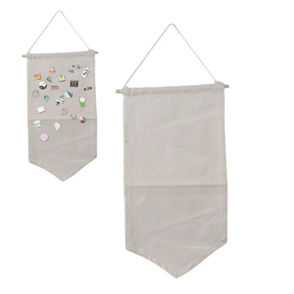 42x22cm Wall Hanging Badge Brooch Jewelry Storage Case Canvas Display Banner Stand Pin Collection Organizer Holder White