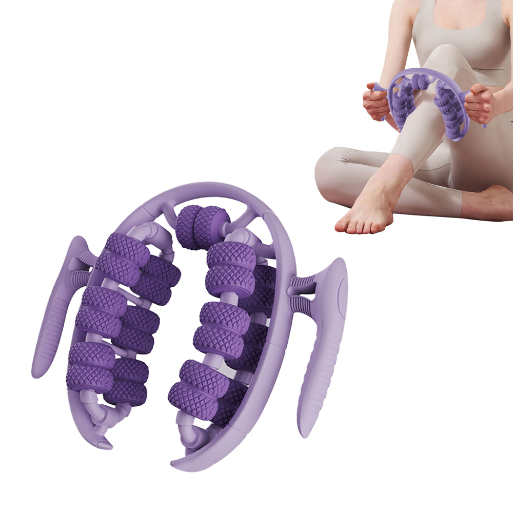 26 Wheels Annular Leg Clamp Massager Leg Massage Device Manual Muscle Relaxer Purple