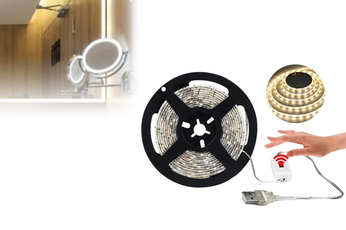 2pcs USB LED Strip Light Touch Switch Hand Sweep Cabinet Kitchen Lights Fairy Light-Warm White