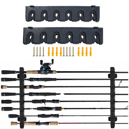 Wall Mounted 6-Rod Storage Rack Fishing Pole Display Holder Horizontal Style