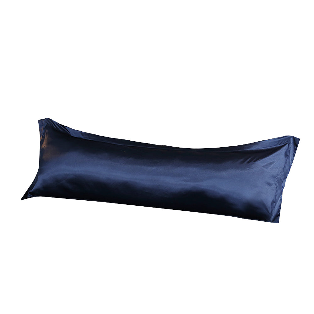 2Pcs Bedsure Satin Cooling And Silky Long Double Pillow Cover With Envelope Closure-Navy Blue