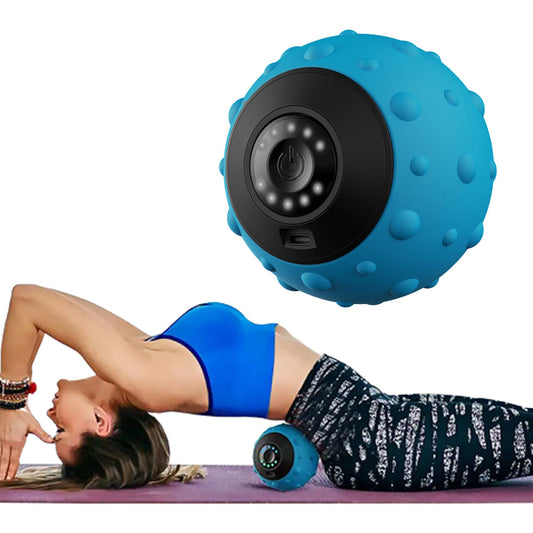 5 Speed Vibrating Massage Ball Electric Massager Yoga Massage Roller Muscle Relax Massager Blue