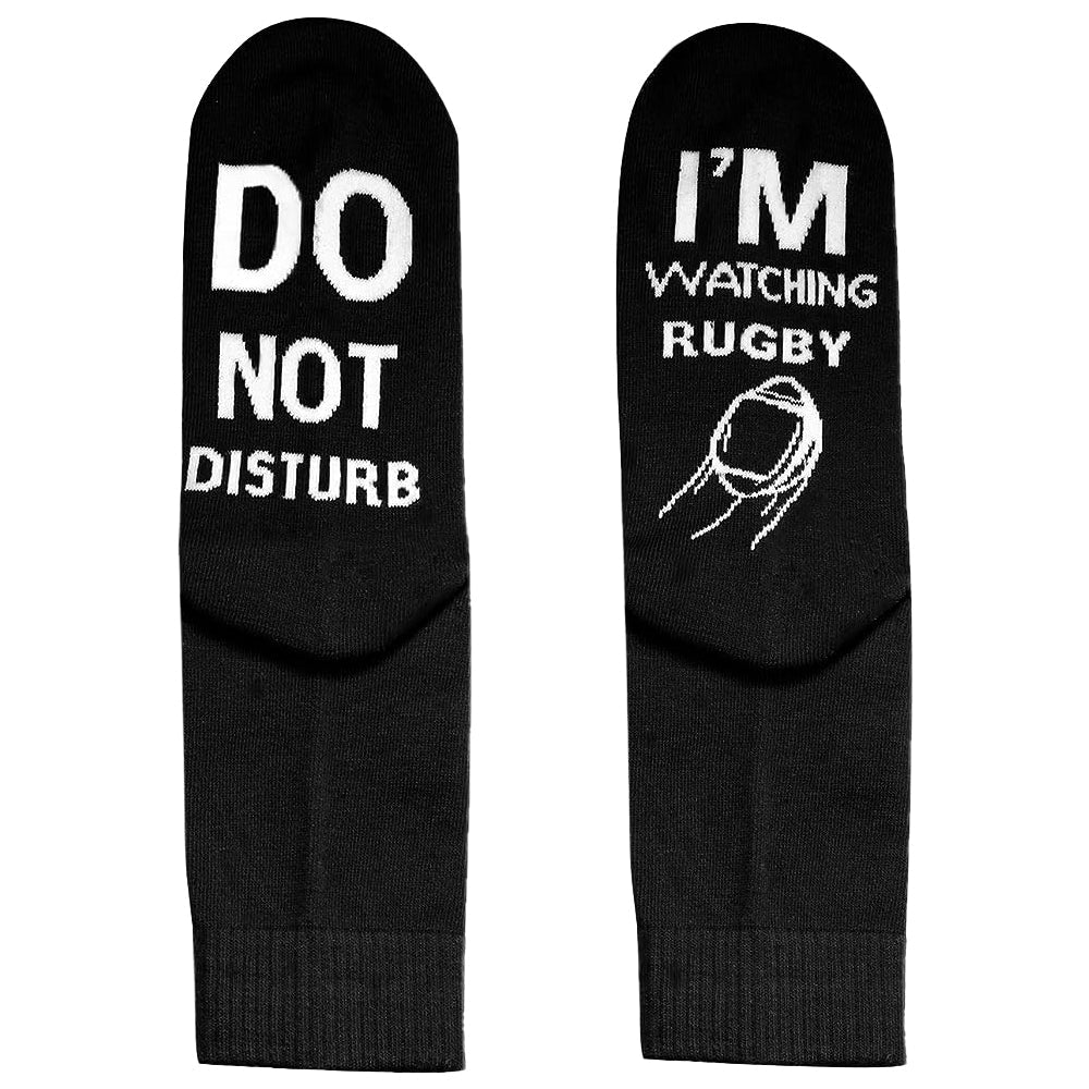 Pair of I'M WATCHING Unisex RUGBY Rugby Socks for Football Lover Black