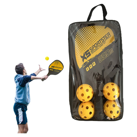 2 Wooden Sports Pickleball Paddle and 4 Pickleball Set with Carry Bag Yellow