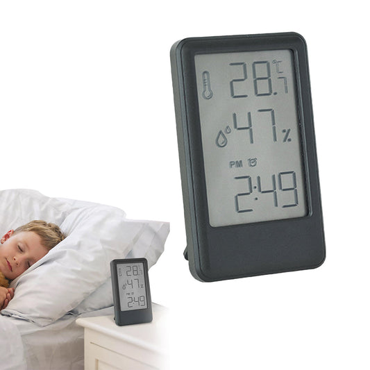 Multi-functional Digital Humidity Indoor Hygrometer Thermometer Temperature Meter Alarm Clock Black