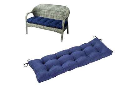 Outdoor Loveseat Cushion Outdoor Bench Cushion Long Seat Pad with Ties for Indoor Outdoor Furniture-Blue