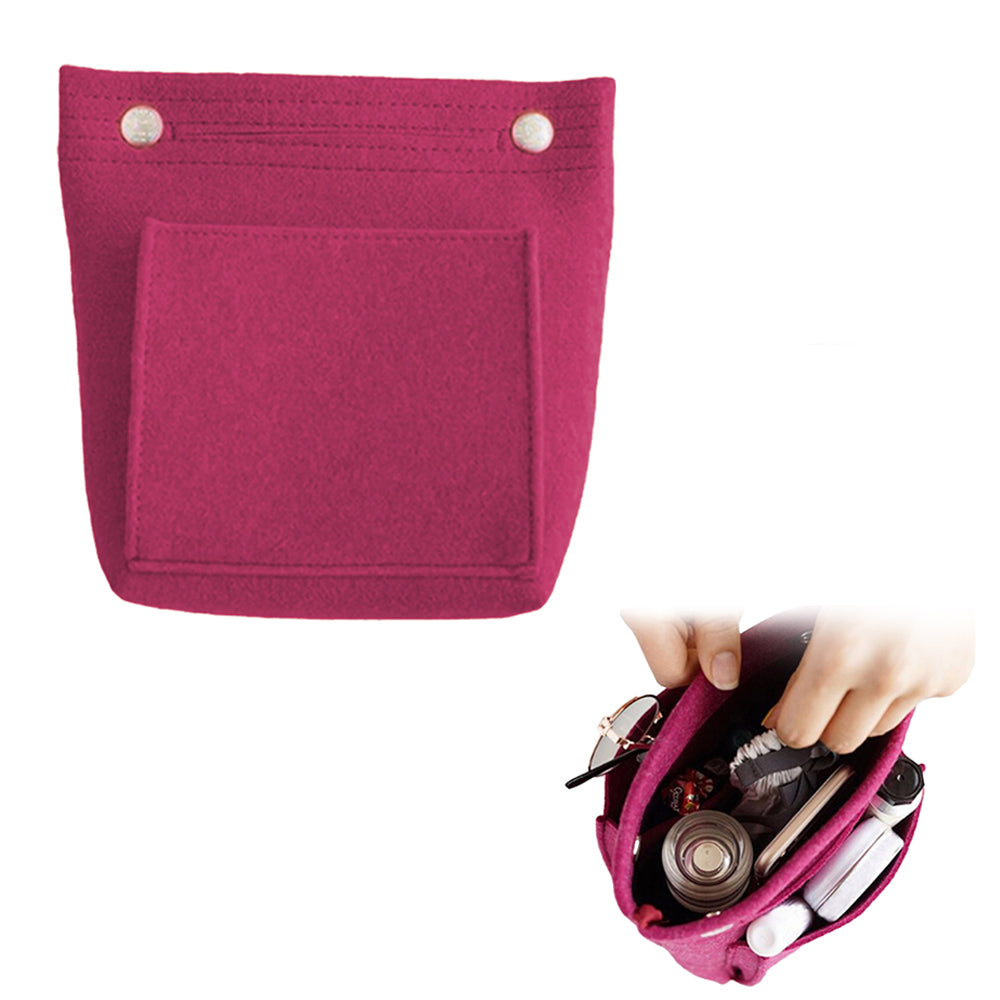 Women Organizer Bag Purse Insert Bag Felt Multi Pocket Travel Insert Organizer Handbag -Rose red
