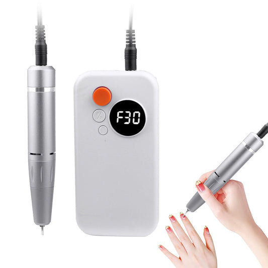 Electric Nail Drill Set Portable Wireless Nail File Machine Kit Manicure Pedicure Tool White