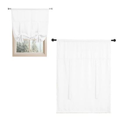 Thermal Insulated Tie Up Window Shade Light Blocking Curtain White