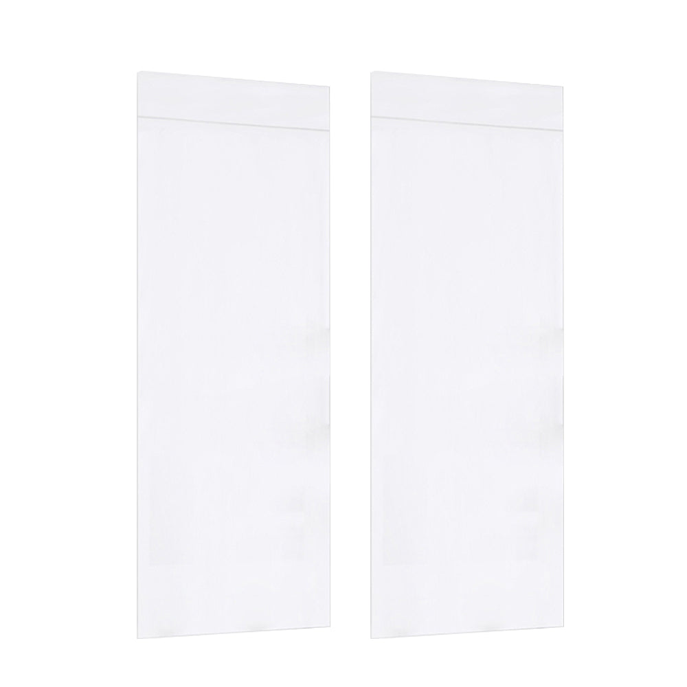 2 Panels Door Curtains Self-Adhesive Blackout Window Door Curtain Privacy Thermal Insulated Curtain White