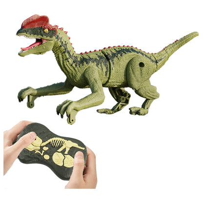 2.4Ghz Remote Control Dinosaur Toy Kids Electric RC Walking Toy Light Green Dilophosaurus
