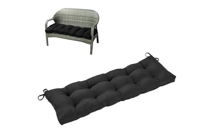 Outdoor Loveseat Cushion Outdoor Bench Cushion Long Seat Pad with Ties for Indoor Outdoor Furniture-Black