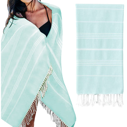 Cotton Turkish Beach Towels Quick Dry Towel for Bathing Swimming Travel Light Blue