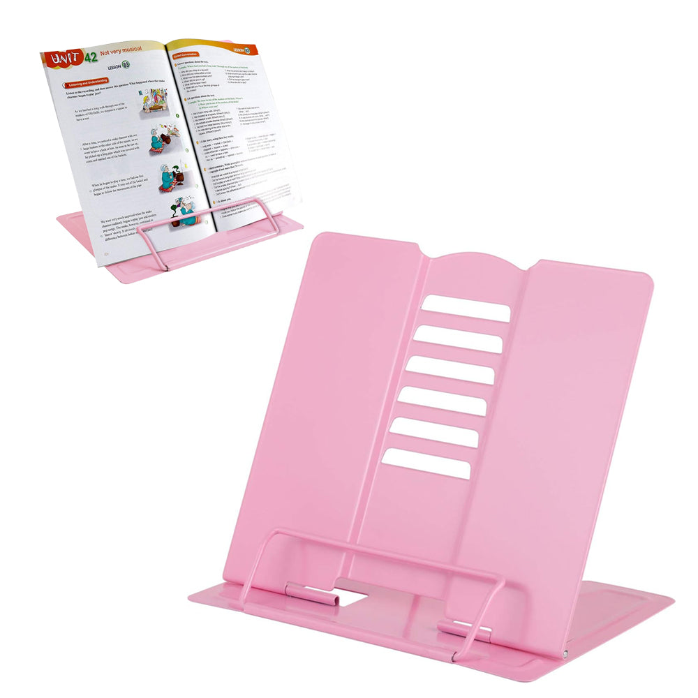 For Reading Book Stand Adjustable Metal Book Holder Pink