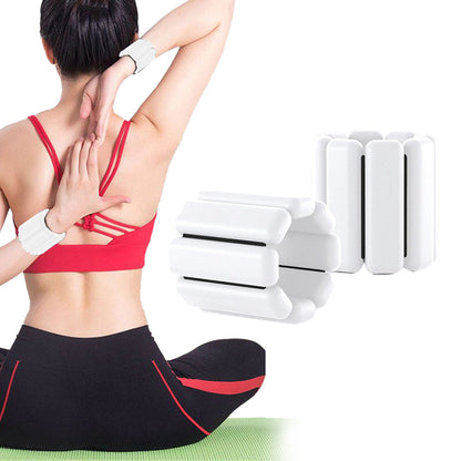 Pair of Adjustable Wrist Ankle Weights Unisex Strength Training Set Walking Running Gym White