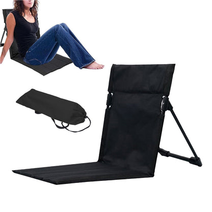 Folding Beach Lounge Chair Portable Beach Mat with Backrest Black
