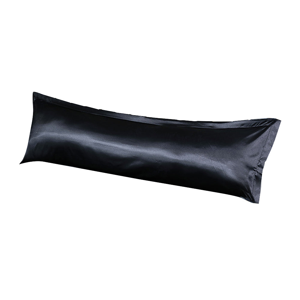 Bedsure Satin Cooling And Silky Long Double Pillow Cover With Envelope Closure-Black