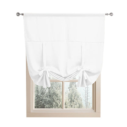 Thermal Insulated Tie Up Window Shade Light Blocking Curtain White