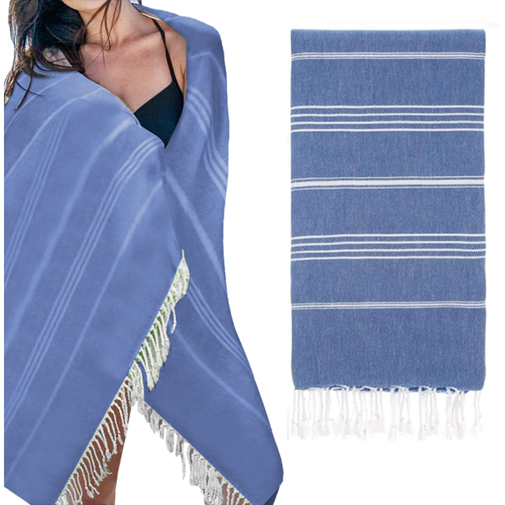 Cotton Turkish Beach Towels Quick Dry Towel for Bathing Swimming Travel Royal Blue