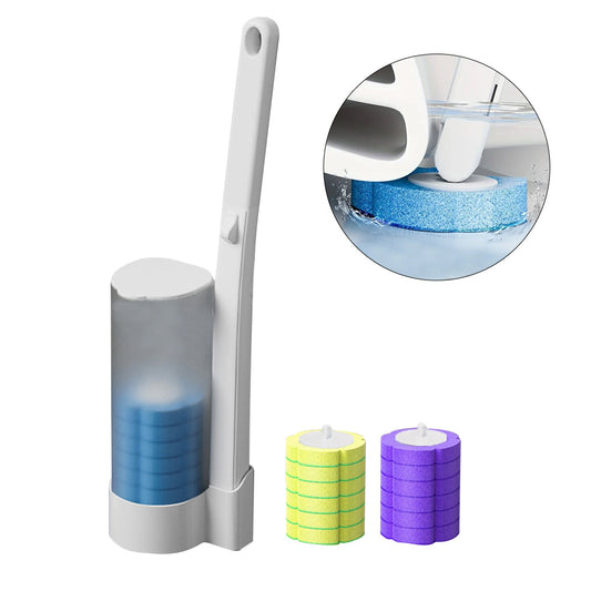 Disposable Toilet Brush Set with 18Pcs Replacement Brush Heads White