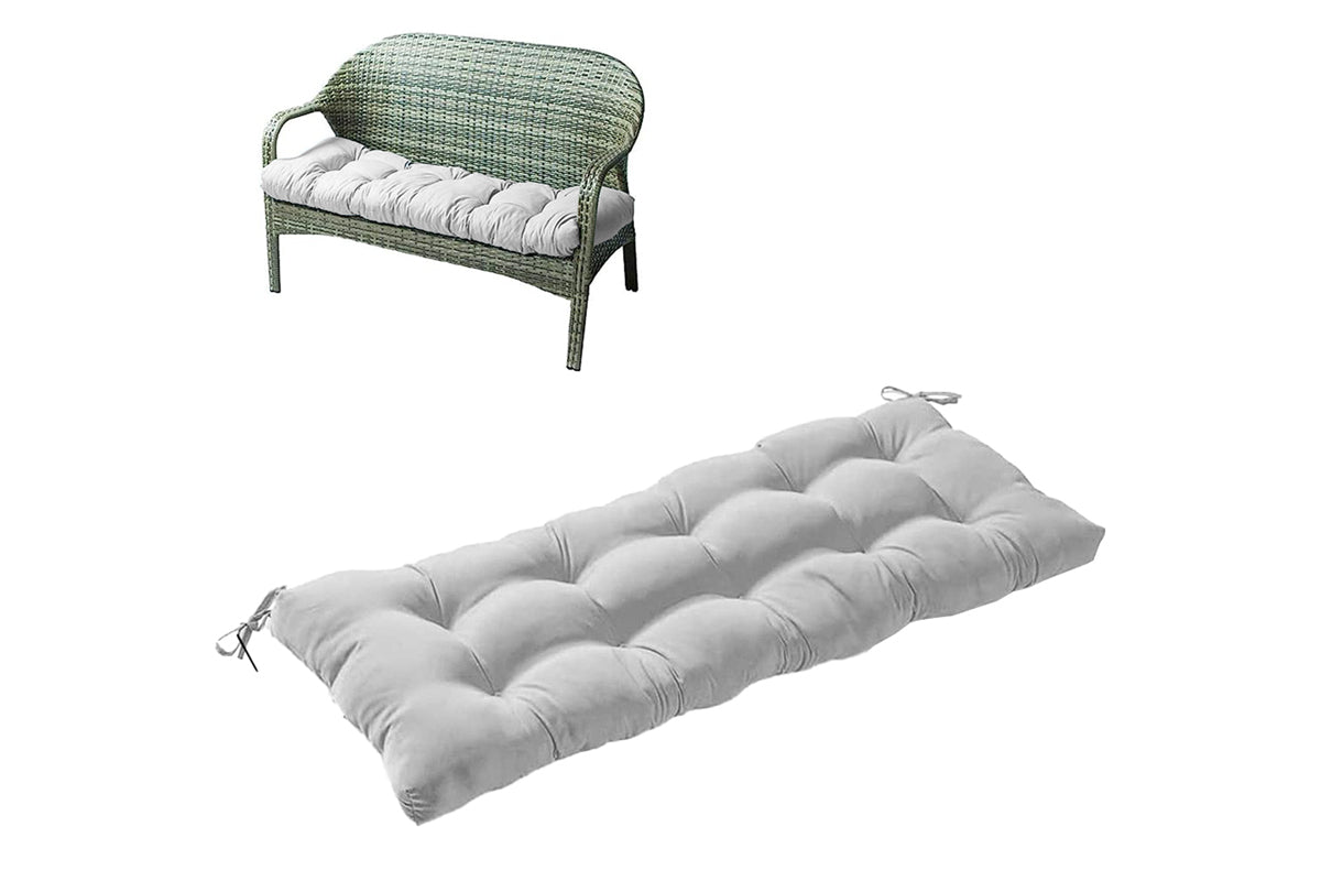 Outdoor Loveseat Cushion Outdoor Bench Cushion Long Seat Pad with Ties for Indoor Outdoor Furniture-Grey