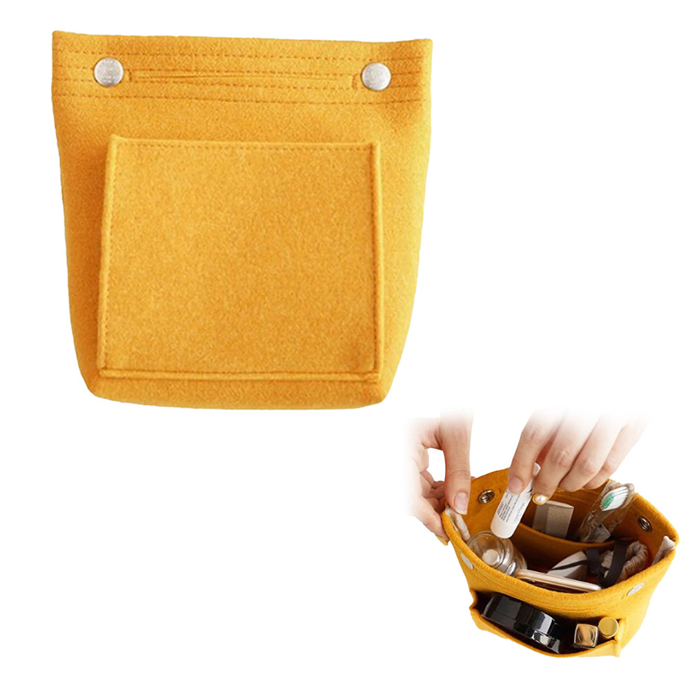 Women Organizer Bag Purse Insert Bag Felt Multi Pocket Travel Insert Organizer Handbag -Yellow
