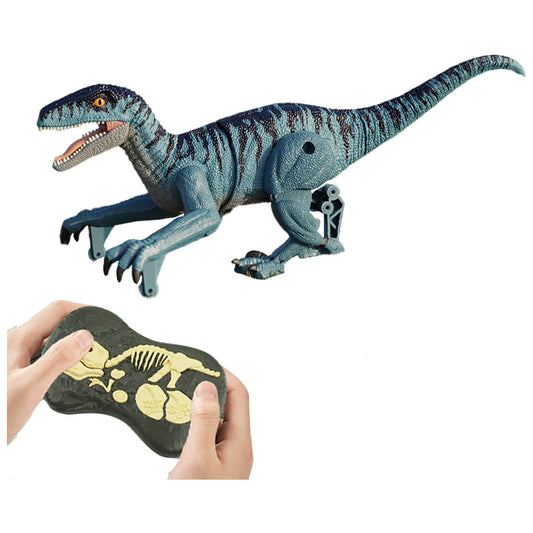 2.4Ghz Remote Control Dinosaur Toy Kids Electric RC Walking Toy Blue Velociraptor