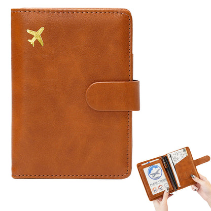 RFID Blocking Card Holder Travel Wallet for Women Men Light Brown