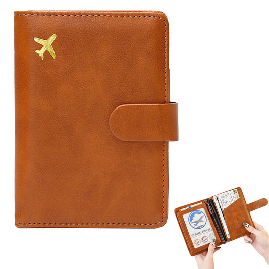 RFID Blocking Card Holder Travel Wallet for Women Men Light Brown