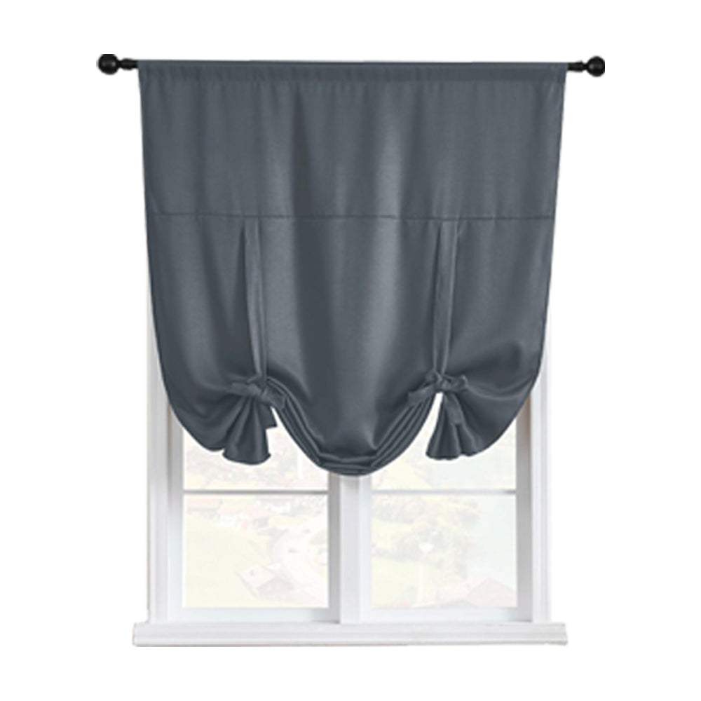 Thermal Insulated Tie Up Window Shade Light Blocking Curtain Dark Grey