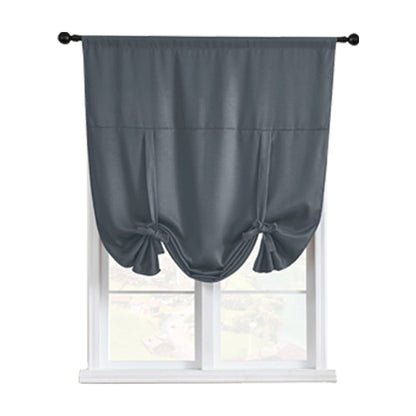 Thermal Insulated Tie Up Window Shade Light Blocking Curtain Dark Grey
