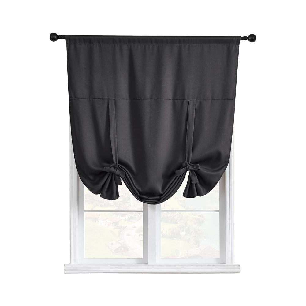 Thermal Insulated Tie Up Window Shade Light Blocking Curtain Black